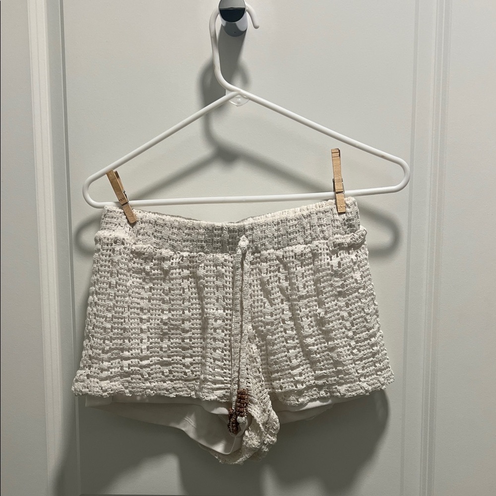 Surf Gypsy Textured Cream High Waist Shorts